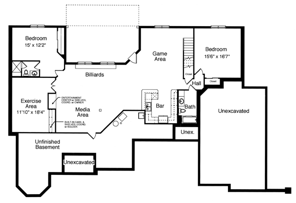 One-Story Ranch Lower Level of Plan 50124