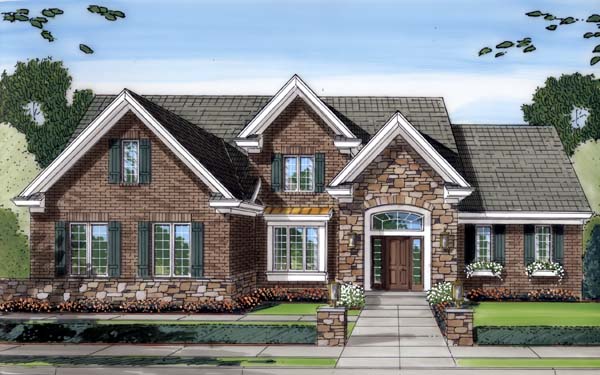 Plan with 2824 Sq. Ft., 4 Bedrooms, 3 Bathrooms, 2 Car Garage Elevation