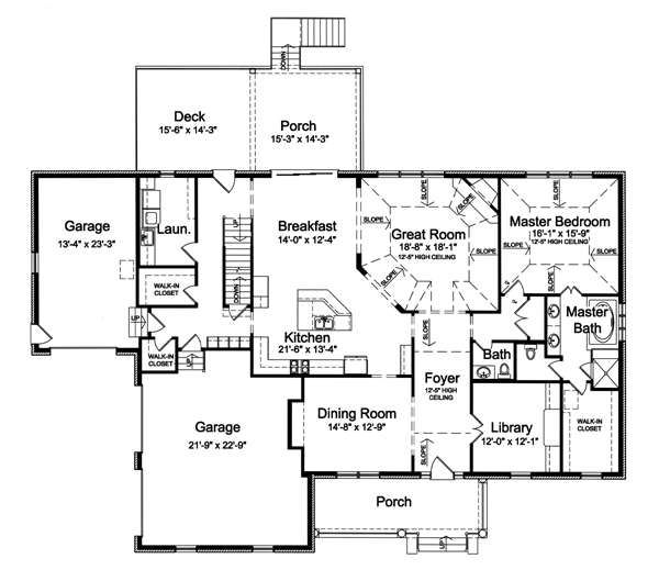 One-Story Ranch Level One of Plan 50131