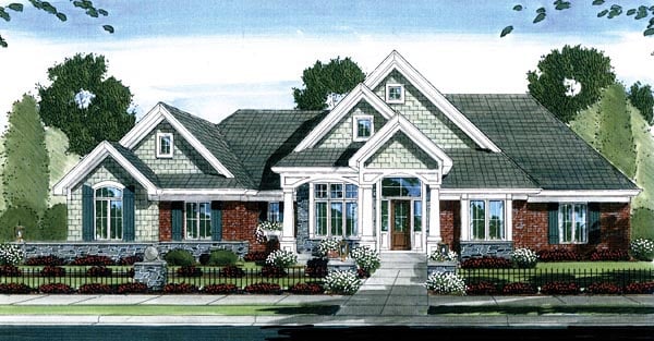 Craftsman Plan with 4483 Sq. Ft., 4 Bedrooms, 3 Bathrooms, 3 Car Garage Picture 2