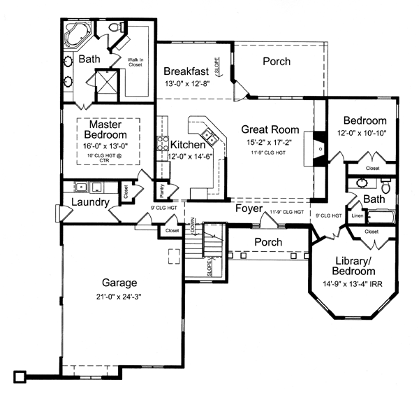 Craftsman Ranch Level One of Plan 50153