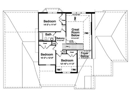 House Plan 50173 Second Level Plan