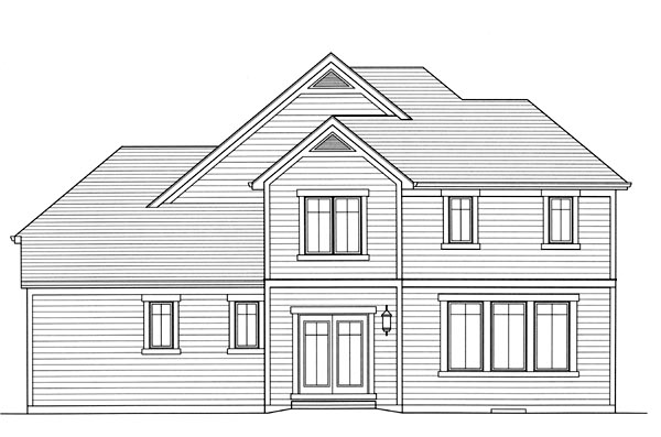 Craftsman Rear Elevation of Plan 50174