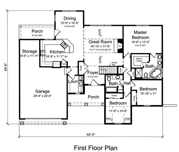 Cottage Traditional Level One of Plan 50176