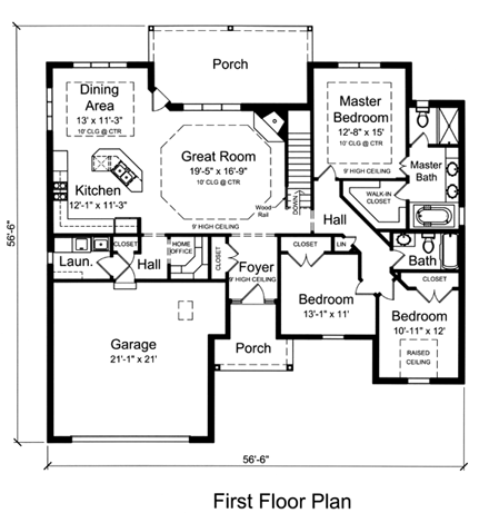 House Plan 50182 First Level Plan
