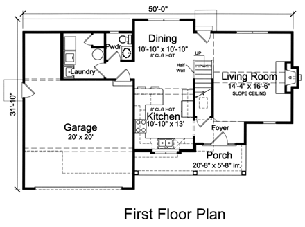 House Plan 50185 First Level Plan