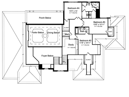 House Plan 50187 Second Level Plan