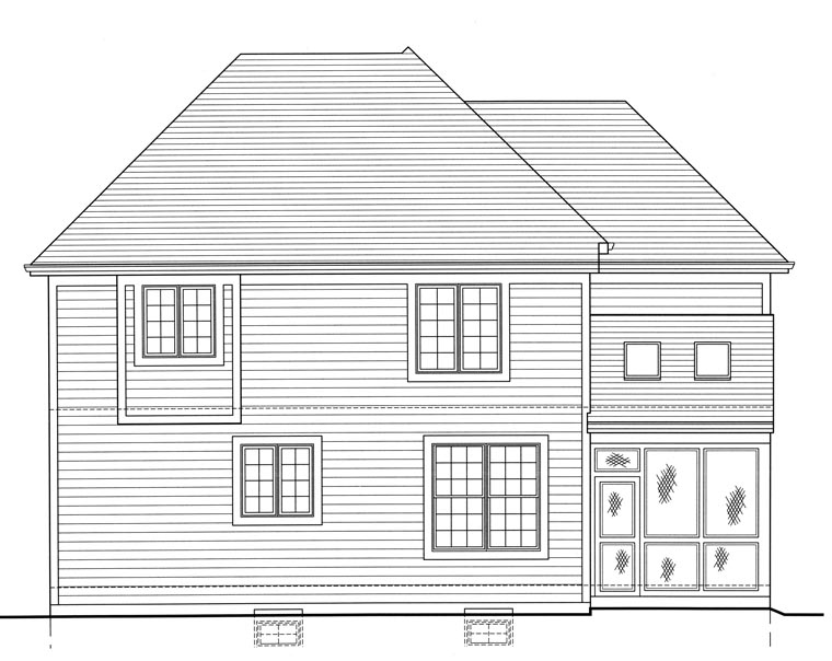 Cottage Craftsman Rear Elevation of Plan 50191