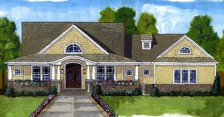 Cape Cod Country Craftsman Elevation of Plan 50198