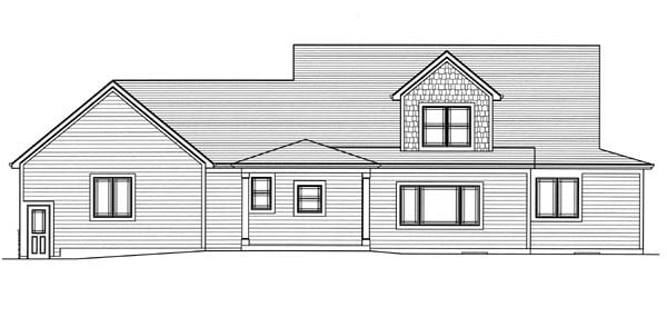 Cape Cod Country Craftsman Rear Elevation of Plan 50198