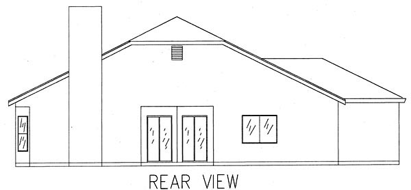 Ranch Rear Elevation of Plan 50201