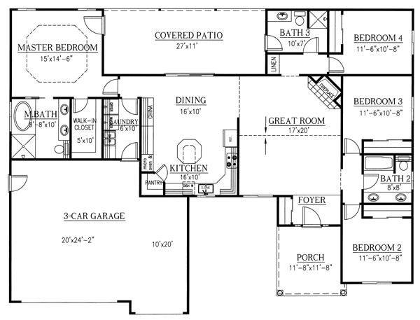 Ranch Level One of Plan 50208