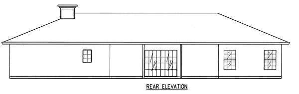 Ranch Rear Elevation of Plan 50208