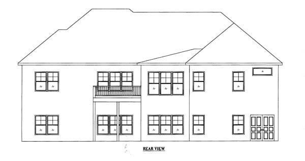 Ranch Plan with 1945 Sq. Ft., 3 Bedrooms, 2 Bathrooms, 2 Car Garage Rear Elevation