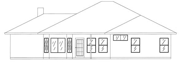 Ranch Rear Elevation of Plan 50212