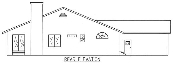 Ranch Rear Elevation of Plan 50215