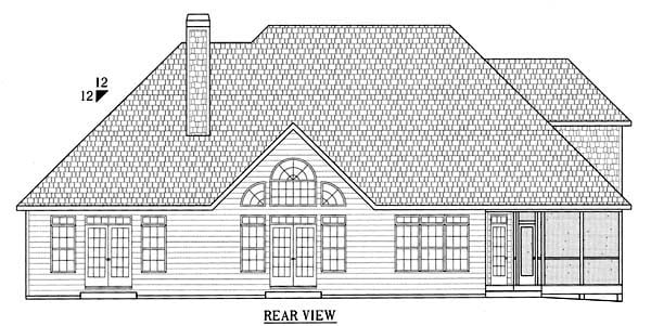 Craftsman Rear Elevation of Plan 50227