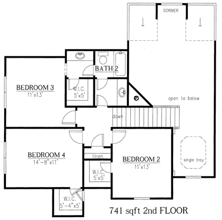 House Plan 50228 Second Level Plan