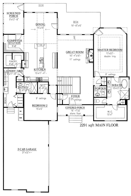 House Plan 50245 First Level Plan