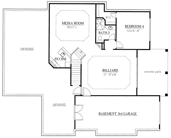 Craftsman Lower Level of Plan 50246