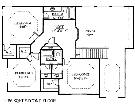 House Plan 50250 Second Level Plan