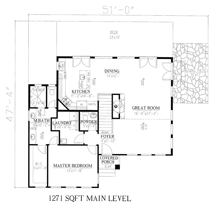 Contemporary Craftsman Modern Level One of Plan 50258