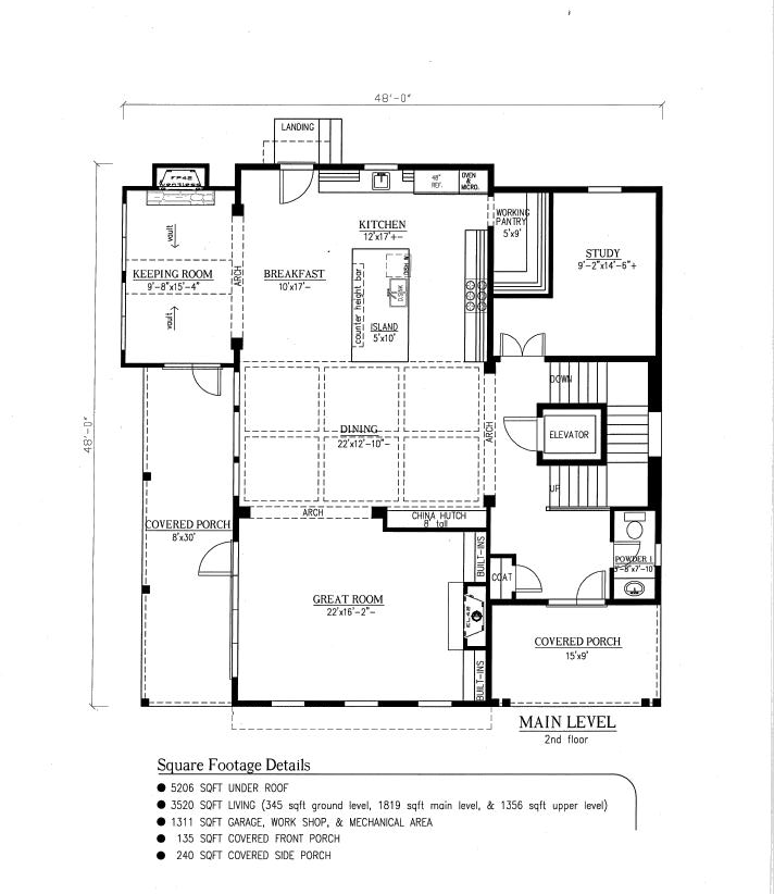 Bungalow Cottage French Country Level One of Plan 50259