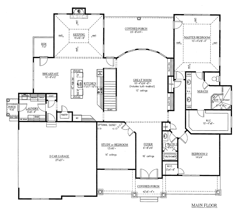 Craftsman French Country Traditional Level One of Plan 50261