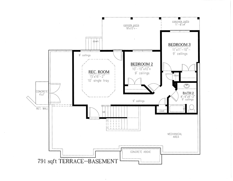 Southern Traditional Lower Level of Plan 50265