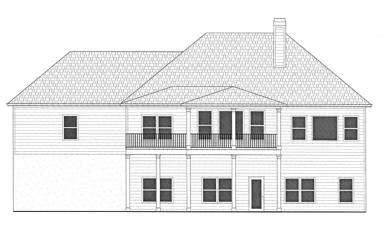 Southern Traditional Rear Elevation of Plan 50265