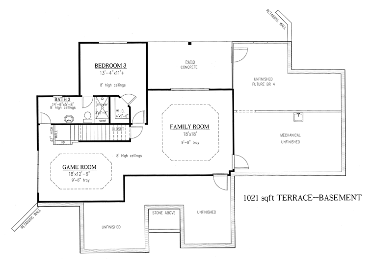 Country Craftsman Traditional Lower Level of Plan 50266