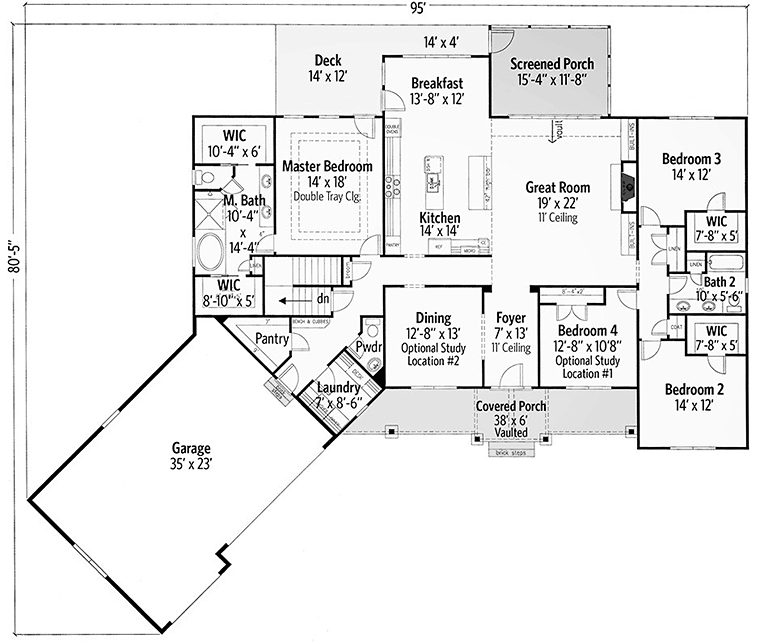 Country Craftsman Southern Level One of Plan 50273