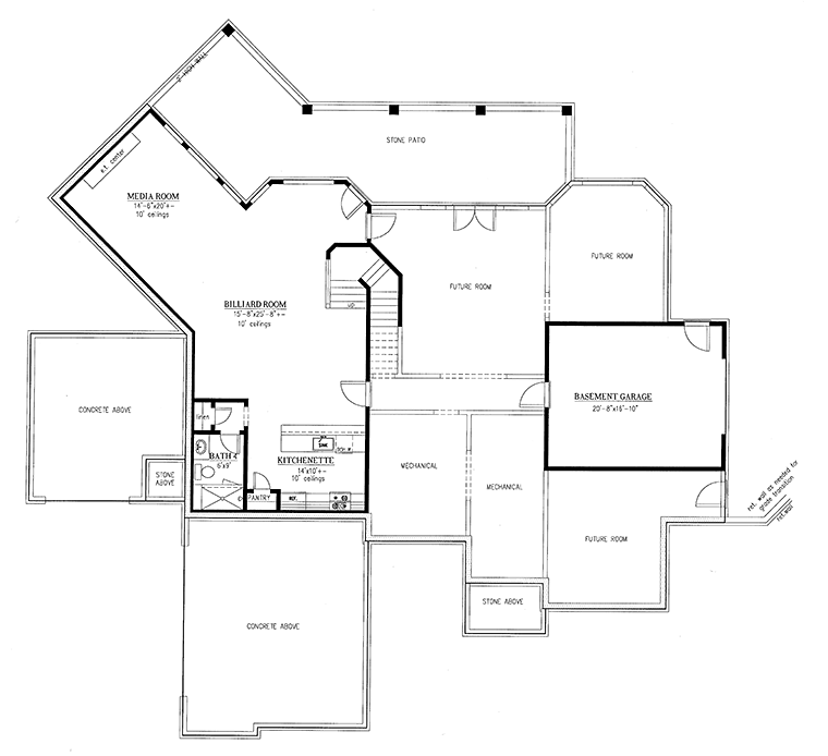 Southern Traditional Lower Level of Plan 50276