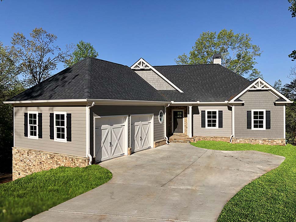 Cottage, Craftsman, Ranch Plan with 2789 Sq. Ft., 3 Bedrooms, 4 Bathrooms, 2 Car Garage Elevation