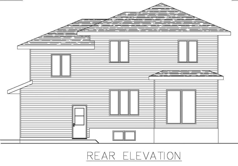 Contemporary Rear Elevation of Plan 50300