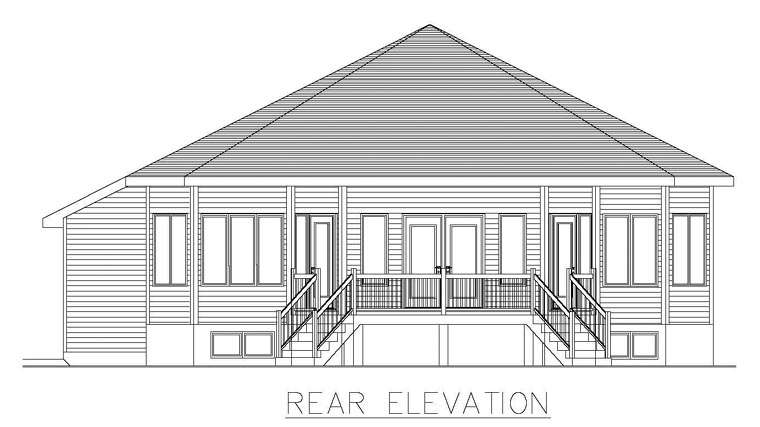 Contemporary Rear Elevation of Plan 50307