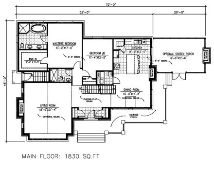 House Plan 50313 First Level Plan