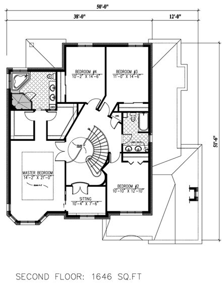 House Plan 50317 Second Level Plan