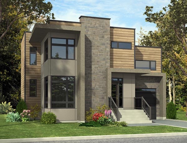 Plan 50335 | Contemporary Style with 3 Bed, 2 Bath, 1 Car Garage