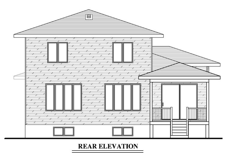 Contemporary Rear Elevation of Plan 50342