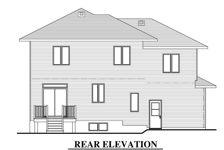 Contemporary Rear Elevation of Plan 50343