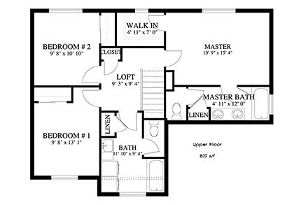 House Plan 50401 Second Level Plan