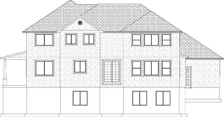 Plan with 4137 Sq. Ft., 7 Bedrooms, 4 Bathrooms, 3 Car Garage Rear Elevation