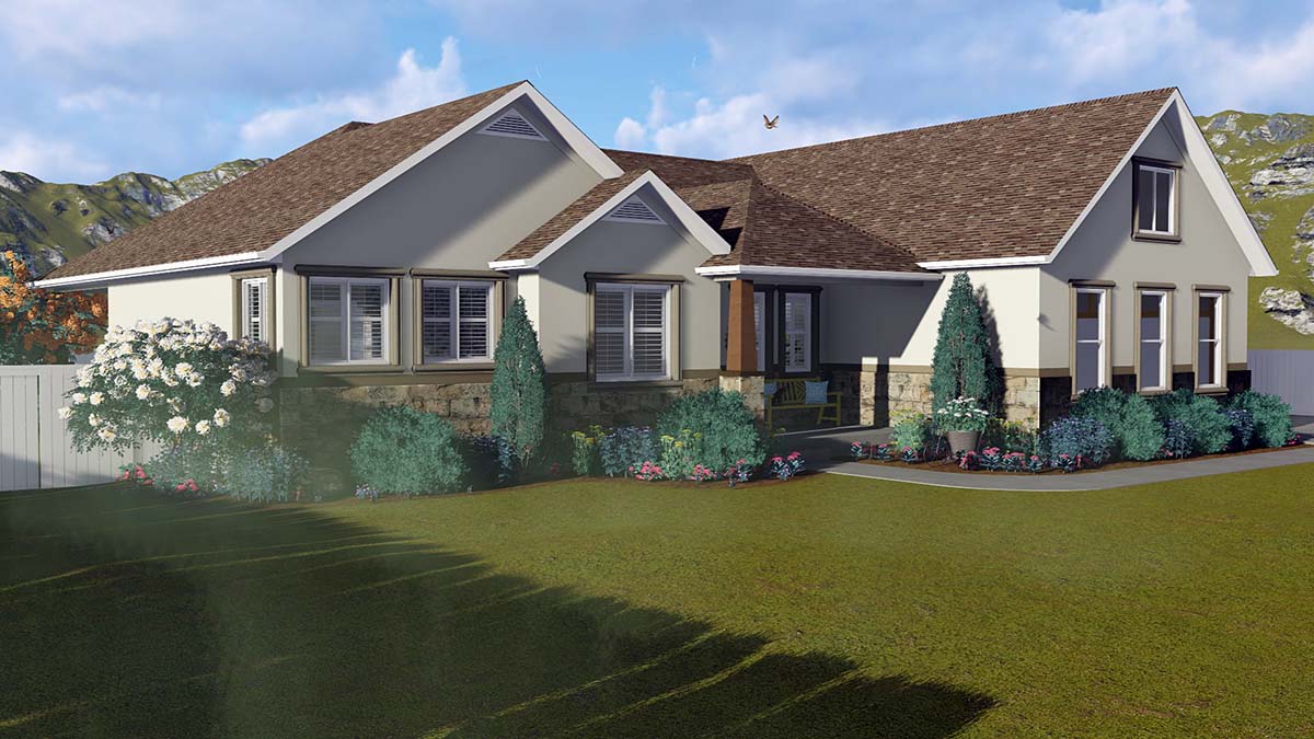 Plan with 3525 Sq. Ft., 5 Bedrooms, 3 Bathrooms, 3 Car Garage Picture 3