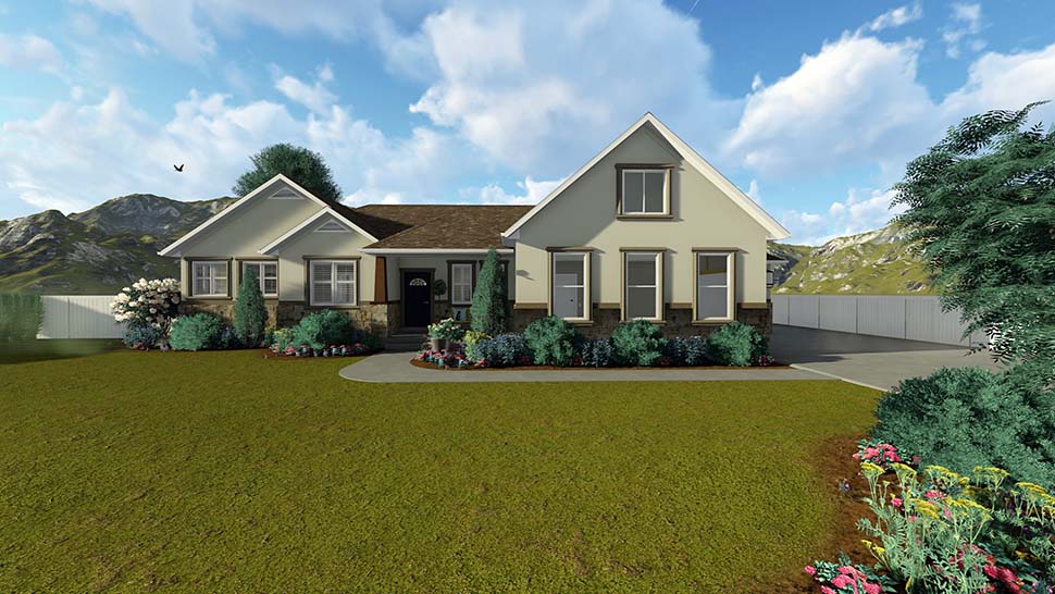 Plan with 3525 Sq. Ft., 5 Bedrooms, 3 Bathrooms, 3 Car Garage Picture 4