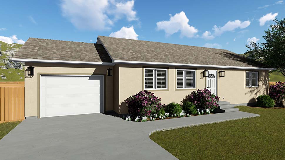 Plan with 1190 Sq. Ft., 2 Bedrooms, 1 Bathrooms, 1 Car Garage Picture 4