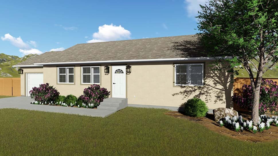 Plan with 1190 Sq. Ft., 2 Bedrooms, 1 Bathrooms, 1 Car Garage Picture 5