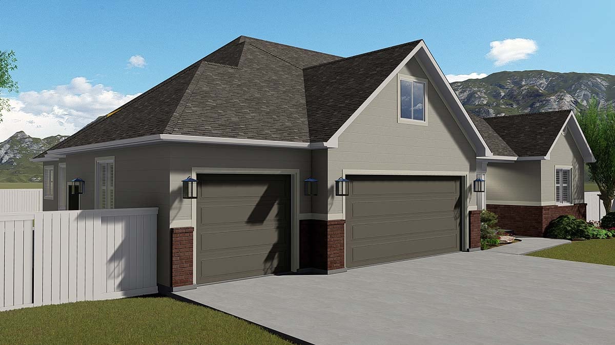 Plan with 3956 Sq. Ft., 6 Bedrooms, 5 Bathrooms, 3 Car Garage Picture 3