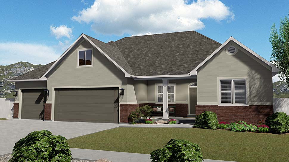 Plan with 3956 Sq. Ft., 6 Bedrooms, 5 Bathrooms, 3 Car Garage Picture 4