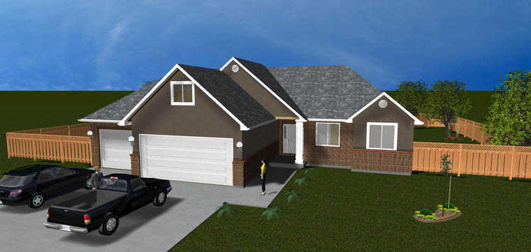 Plan with 3300 Sq. Ft., 5 Bedrooms, 3 Bathrooms, 3 Car Garage Picture 8